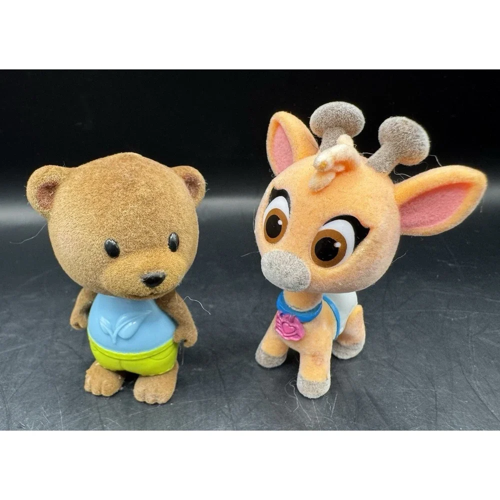 Lot Of 12 Li'l Woodreez Bobblezeez Flocked Animals Imaginative Role Play